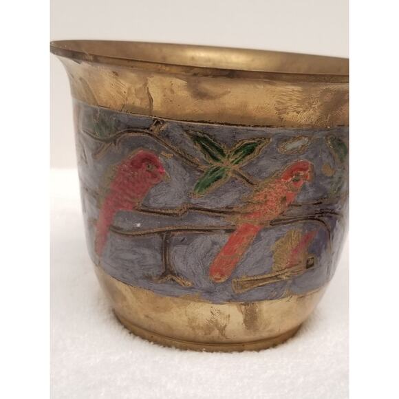 Penco Industries Inc Made in India brass blue inlay w/parrots item498 - Picture 7 of 9